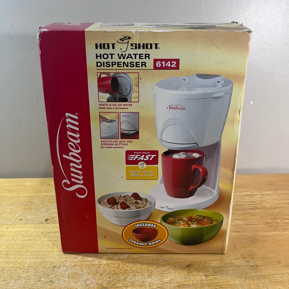 Sunbeam Hot Shot Hot Water Dispenser 6142 White Vtg Compact 16oz Ceramic Bowl